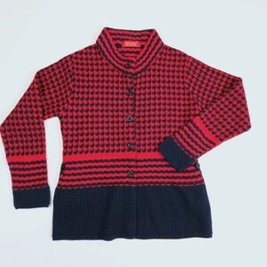 Zigma Red And Navy Blue Vintage Knit Cardigan Sweater Women’s Small